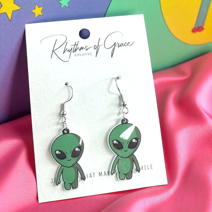 Embrace the Universe with Our Green Alien Earrings! 👽