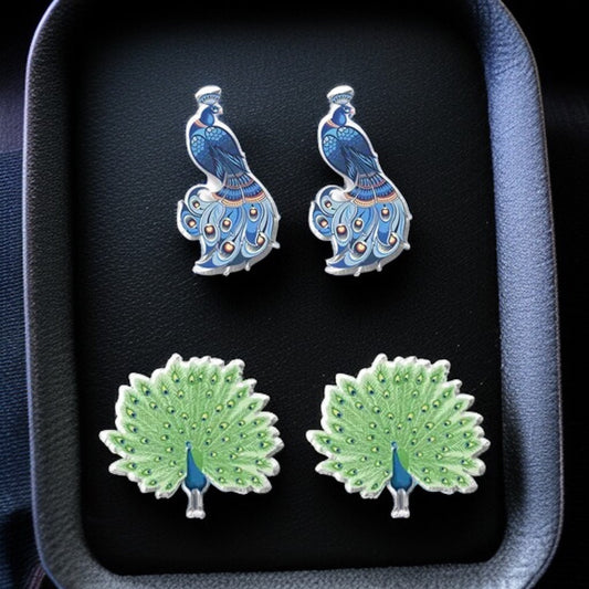 Peacock Pizzazz: Dazzling Studs for Every Style! 🦚