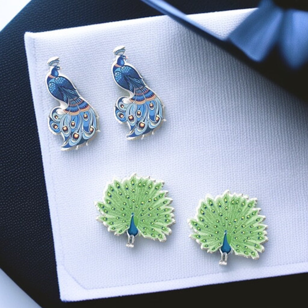 Peacock Pizzazz: Dazzling Studs for Every Style! 🦚