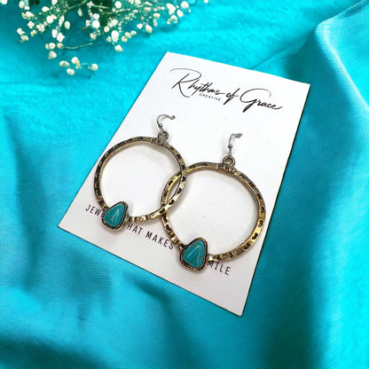 Western Earrings - Silver Earrings, Handmade Earrings, Turquoise Earrings, Motivational Gift - Rhythms of Grace Creative