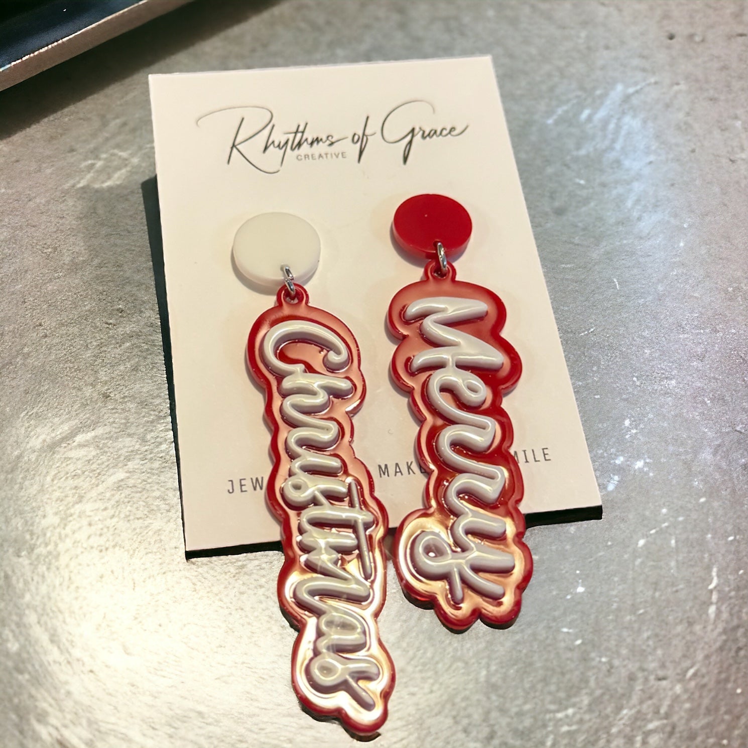 Christmas Earrings - Naughty or Nice, Red and Green Earrings - Rhythms of Grace Creative