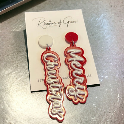 Christmas Earrings - Naughty or Nice, Red and Green Earrings - Rhythms of Grace Creative