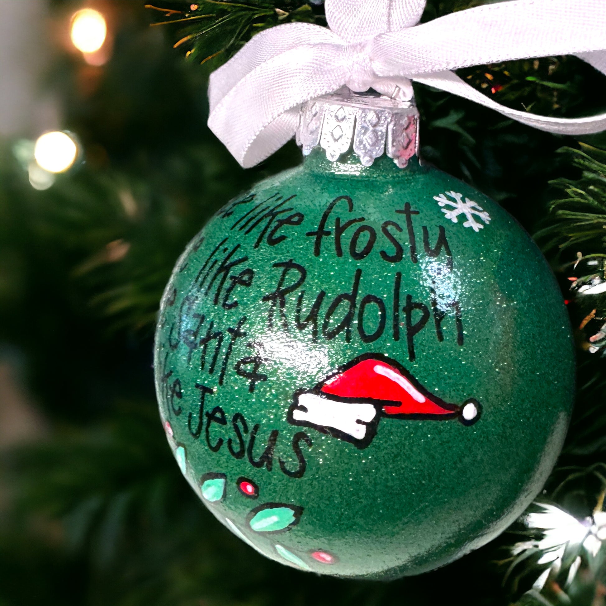 Christmas Ornament: “Dance like Frosty. Shine like Rudolf. Give like Santa. Love like Jesus.” - Rhythms of Grace Creative