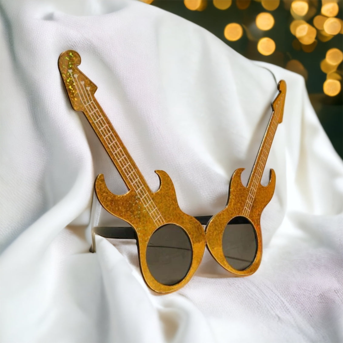 Gold Guitar Sunglasses - Rock n Roll, Guitar Accessories, Electric Guitar, Fest Attire - Rhythms of Grace Creative
