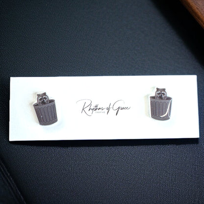 Ravishing Raccoon Stud Earrings - Double the Cuteness!