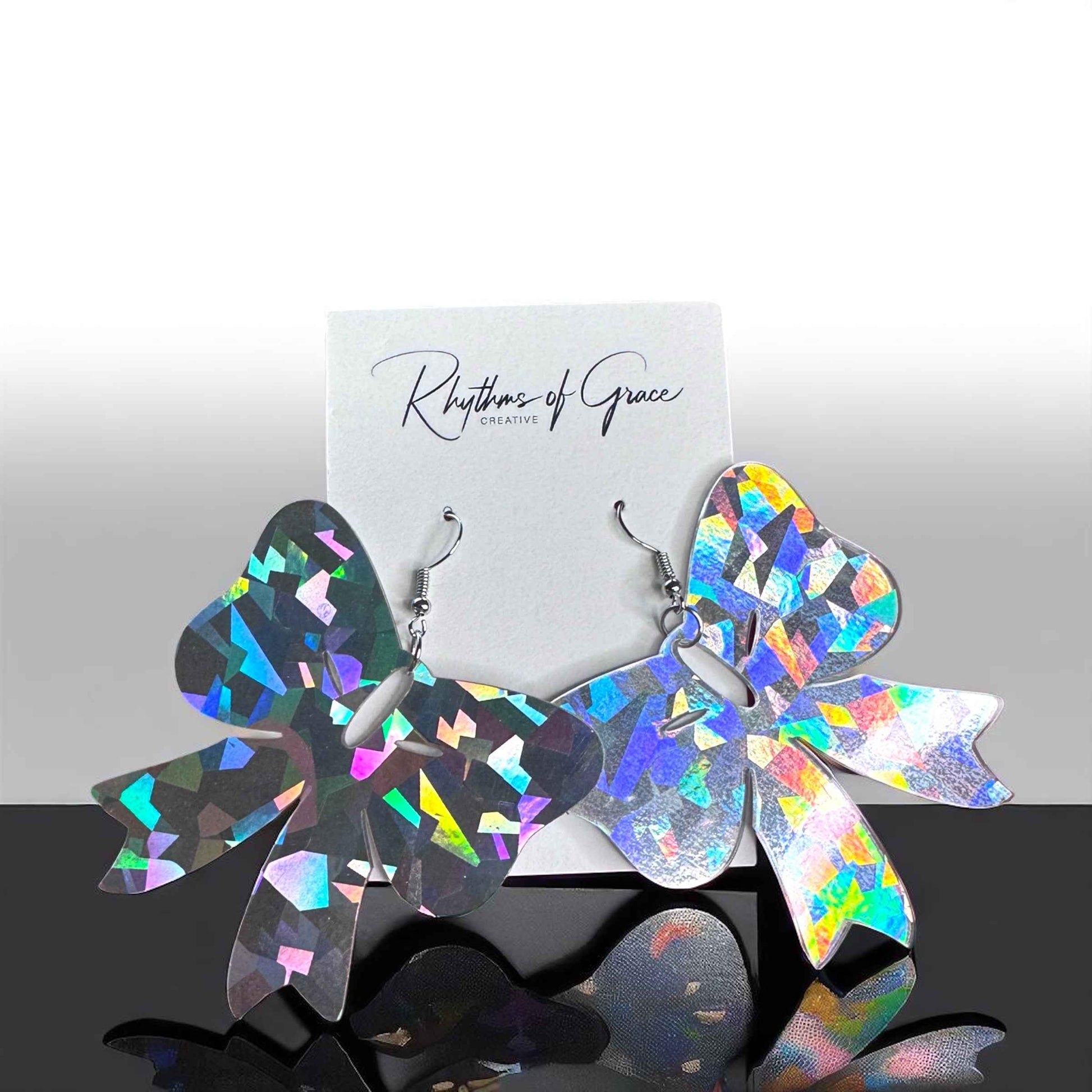 Sparkle & Spook: Holographic Bow Earrings for a Stunning Glam!
