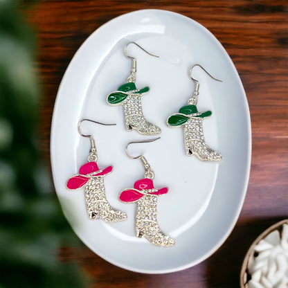 Rhinestone Boots Earrrings - Rodeo Earrings, Bachelorette Earrings, Bachelorette Accessories, Western Style - Rhythms of Grace Creative
