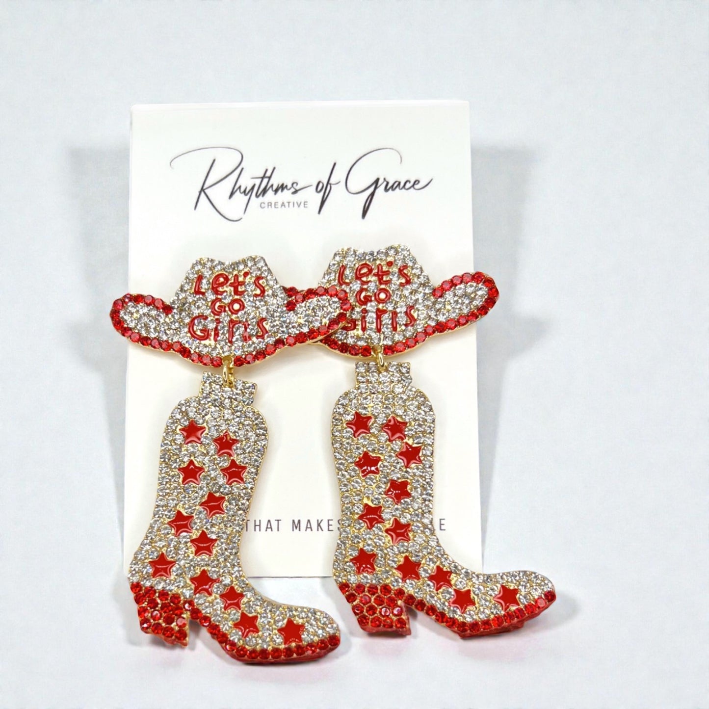 Rhinestone Cowgirl Boot Earrings | Western Rodeo Statement Earrings | Bachelorette Cowgirl Accessories