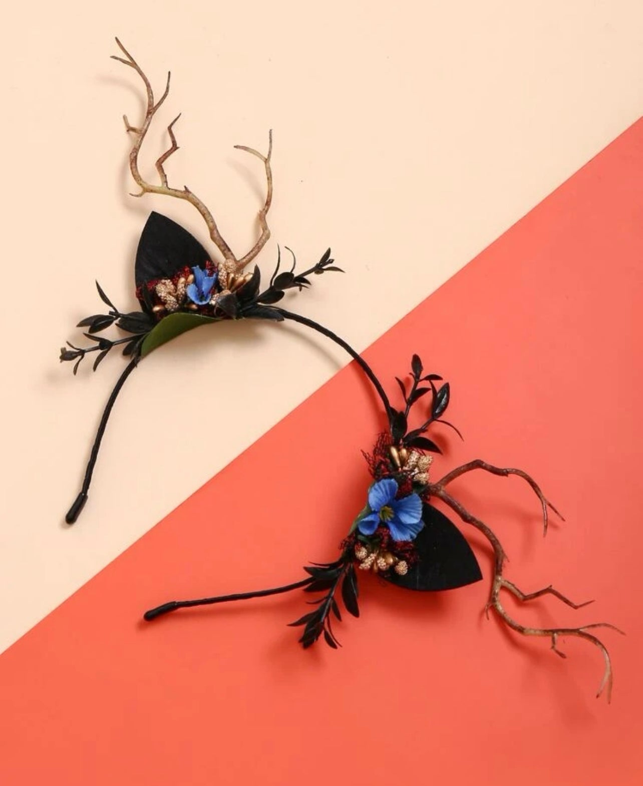 Enchanting Blue & Black Antler Headband – Unleash Your Inner Woodland Nymph! - Rhythms of Grace Creative
