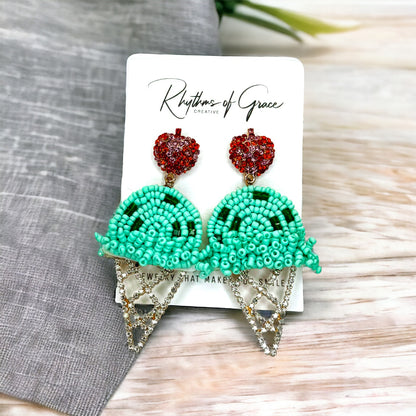 Sweet Treat: Rhinestone Ice Cream Cone Earrings