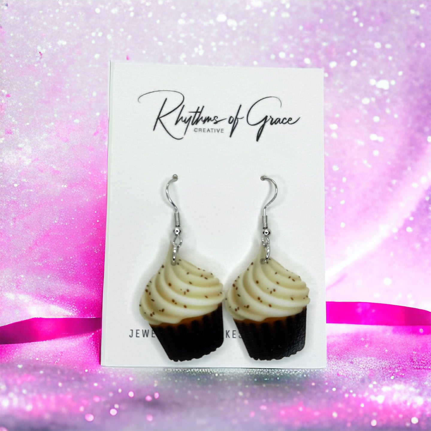 Cupcake Earrings - Birthday Earrings, Handmade Jewelry, Cupcake Jewelry, Food Earrings, Cake Earrings, Pastry Chef