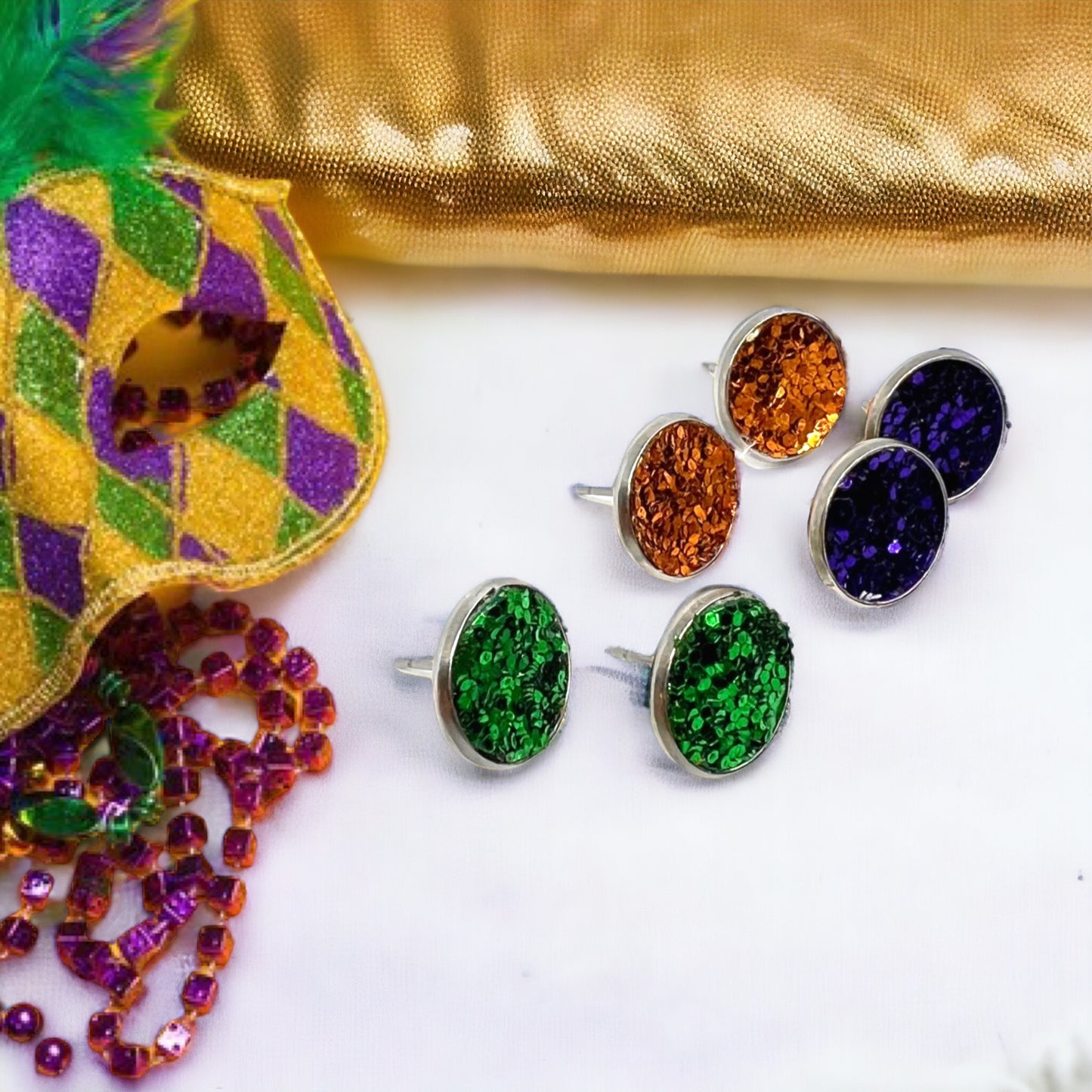 Sparkle & Shine: Mardi Gras Trio of Stud Earrings! - Rhythms of Grace Creative