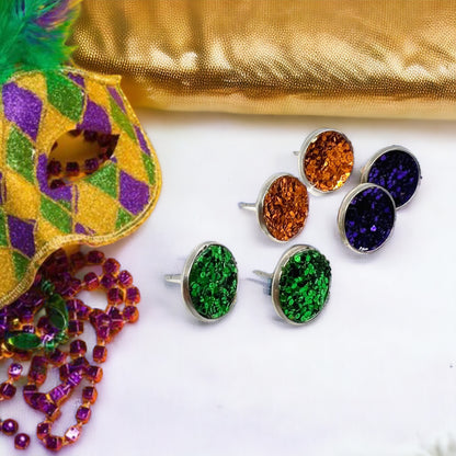 Sparkle & Shine: Mardi Gras Trio of Stud Earrings! - Rhythms of Grace Creative