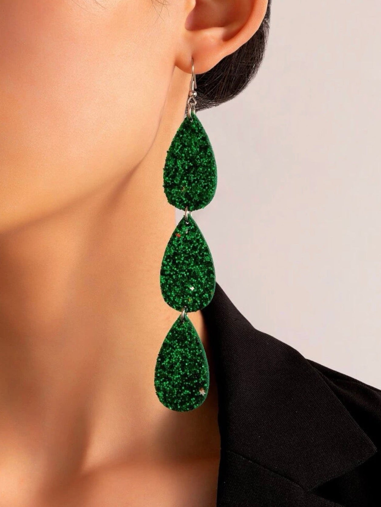 Dazzling Green Glitter Dangle Earrings - Your Lucky Charm! 🍀 - Rhythms of Grace Creative