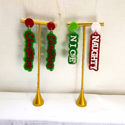 Christmas Earrings - Naughty or Nice, Red and Green Earrings - Rhythms of Grace Creative