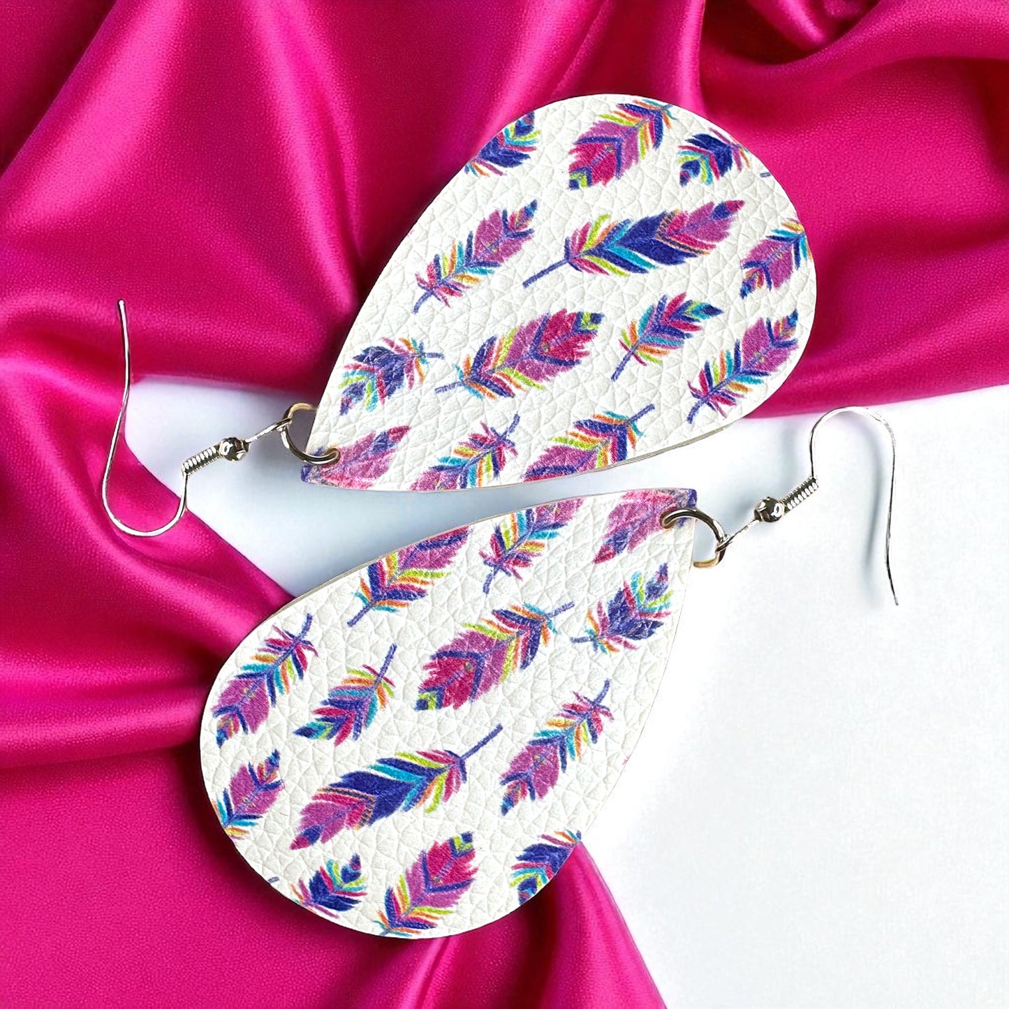 Colorful Feather Teardrop Earrings – Bold, Bright & Totally Fun!