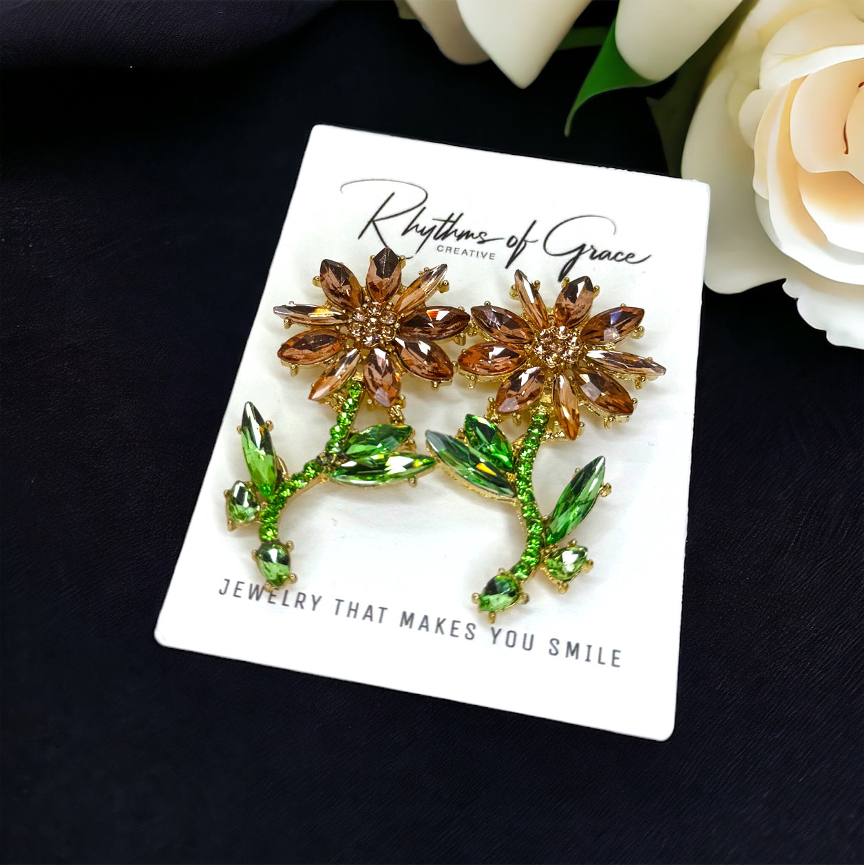 Sparkle & Bloom: Pink Rhinestone Flower Earrings 🌸