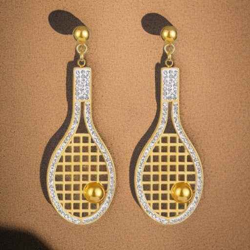 Dazzling Rhinestone Dangle Tennis Earrings – Score Your Style! 🎾