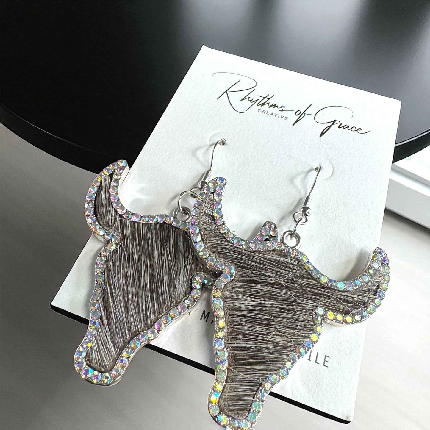 Giddy Up Glam: Rhinestone Longhorn Dangle Earrings
