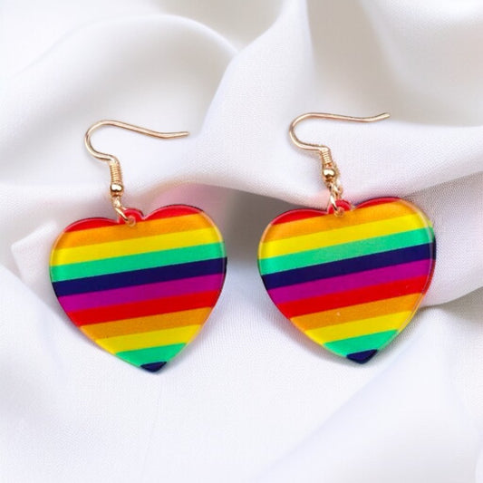 Rainbow Heart Dangle Earrings - Wear Your Pride! 🌈
