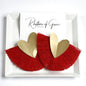 Heart on Fire – Gold & Red Fringe Statement Earrings - Rhythms of Grace Creative
