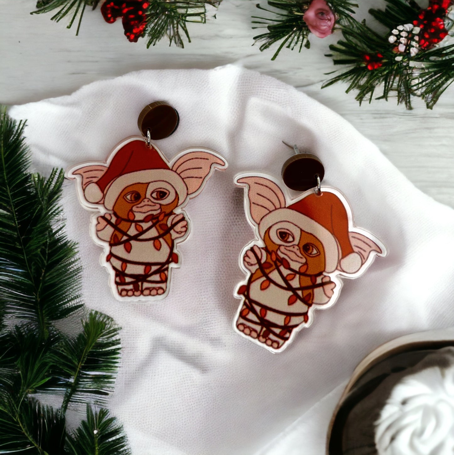 Gizmo Earrings - Gremlins, Handmade Jewelry, Gremlin Earrings, Gremlins Earrings, Handmade Earrings, Gizmo the Gremlin, Christmas Earrings - Rhythms of Grace Creative