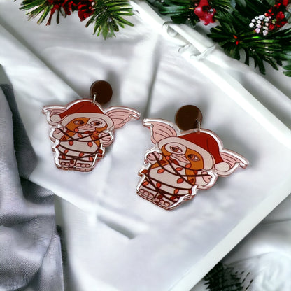 Gizmo Earrings - Gremlins, Handmade Jewelry, Gremlin Earrings, Gremlins Earrings, Handmade Earrings, Gizmo the Gremlin, Christmas Earrings - Rhythms of Grace Creative