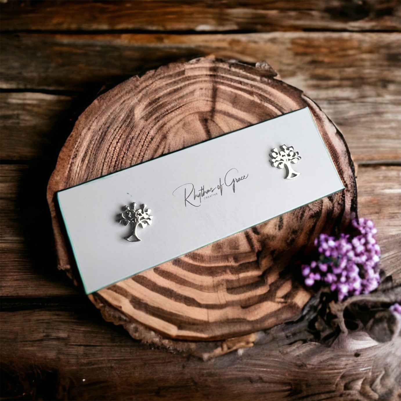 Rooted in Style – Silver Tree of Life Stud Earrings 🌳