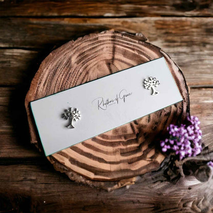 Rooted in Style – Silver Tree of Life Stud Earrings 🌳