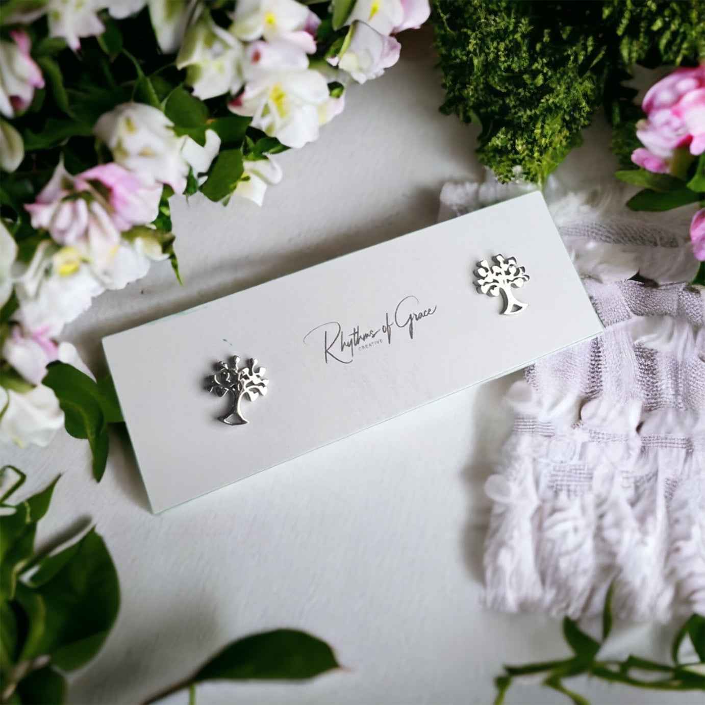 Rooted in Style – Silver Tree of Life Stud Earrings 🌳