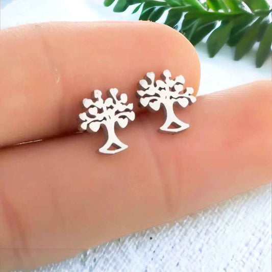 Rooted in Style – Silver Tree of Life Stud Earrings 🌳
