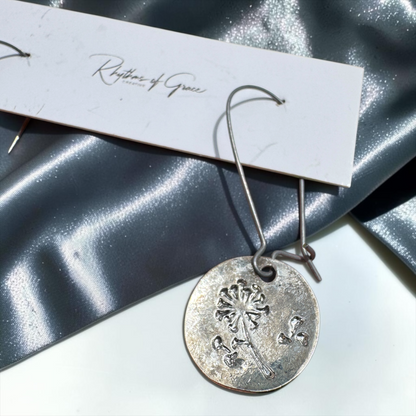 Dandelion Wish Silver Dangle Earrings | Lightweight Nature Inspired Earrings