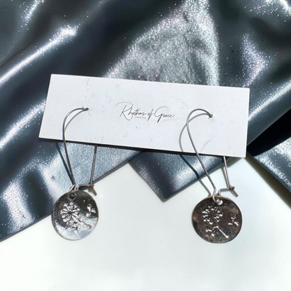 Dandelion Wish Silver Dangle Earrings | Lightweight Nature Inspired Earrings