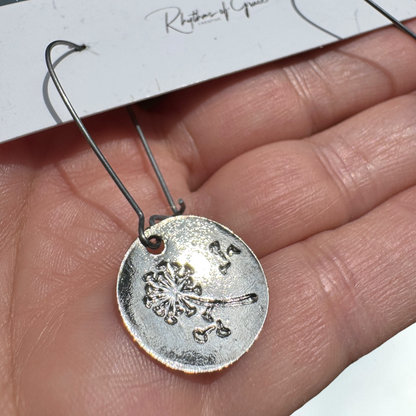 Dandelion Wish Silver Dangle Earrings | Lightweight Nature Inspired Earrings