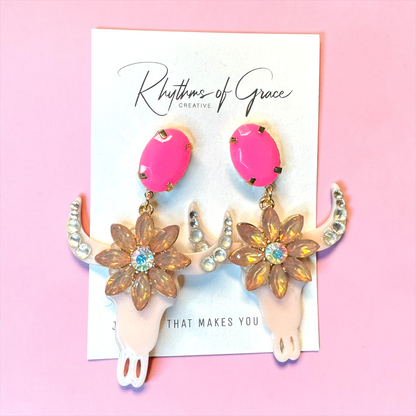 Stunning Western Inspired Rhinestone Dangle Earrings - Boho Jewelry Statement Piece