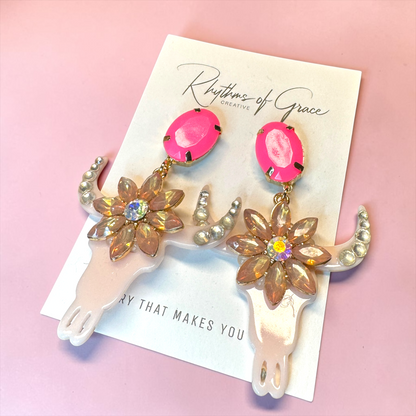 Stunning Western Inspired Rhinestone Dangle Earrings - Boho Jewelry Statement Piece