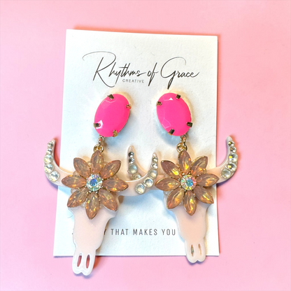 Stunning Western Inspired Rhinestone Dangle Earrings - Boho Jewelry Statement Piece