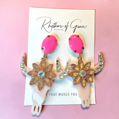 Stunning Western Inspired Rhinestone Dangle Earrings - Boho Jewelry Statement Piece