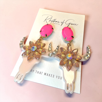 Stunning Western Inspired Rhinestone Dangle Earrings - Boho Jewelry Statement Piece