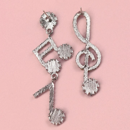 Rhinestone Musical Notes Earrings - Music Teacher, Handmade Jewelry, Music Notes, Treble Clef, Music Earrings, Music Concert, Band Teacher - Rhythms of Grace Creative