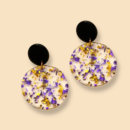 Purple and Gold Earrings - Purple Gold, Louisiana Football, Handmade Earrings, Purple and Gold Jewelry, Purple Earrings, Geode Gift, Tiger - Rhythms of Grace Creative