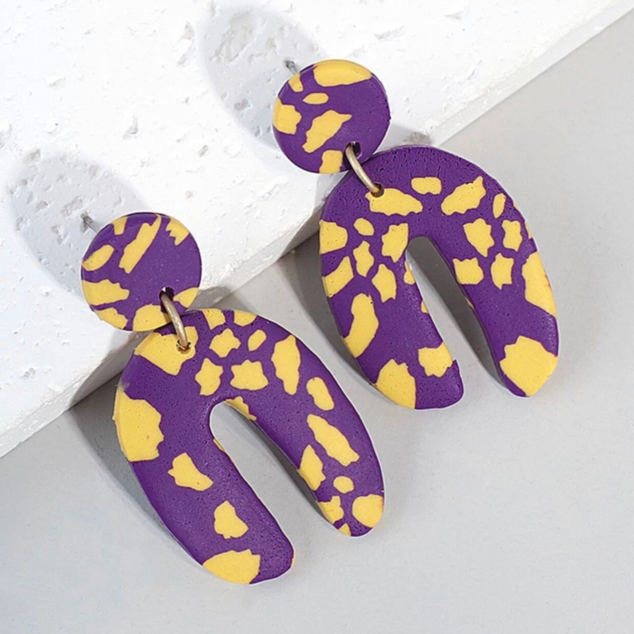 Purple and Gold Earrings - Purple Gold, Louisiana Football, Handmade Earrings, Purple and Gold Jewelry, Purple Earrings, Geode Gift, Tiger - Rhythms of Grace Creative