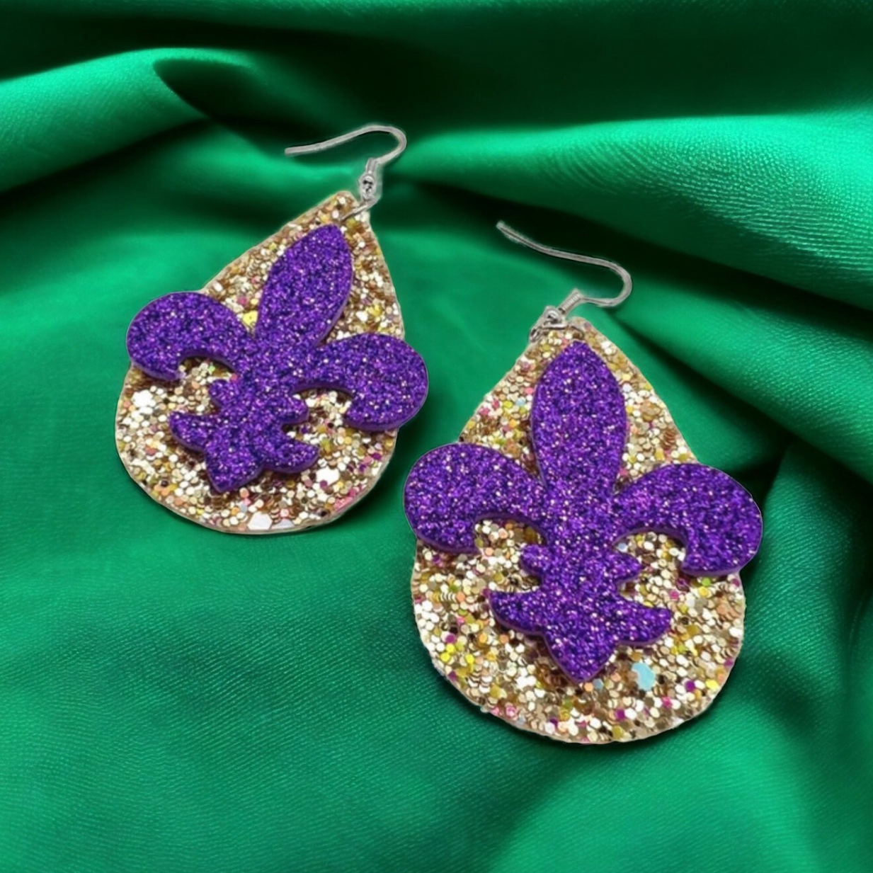 Purple and Gold Earrings - Purple Gold, Louisiana Football, Handmade Earrings, Purple and Gold Jewelry, Purple Earrings, Geode Gift, Tiger - Rhythms of Grace Creative