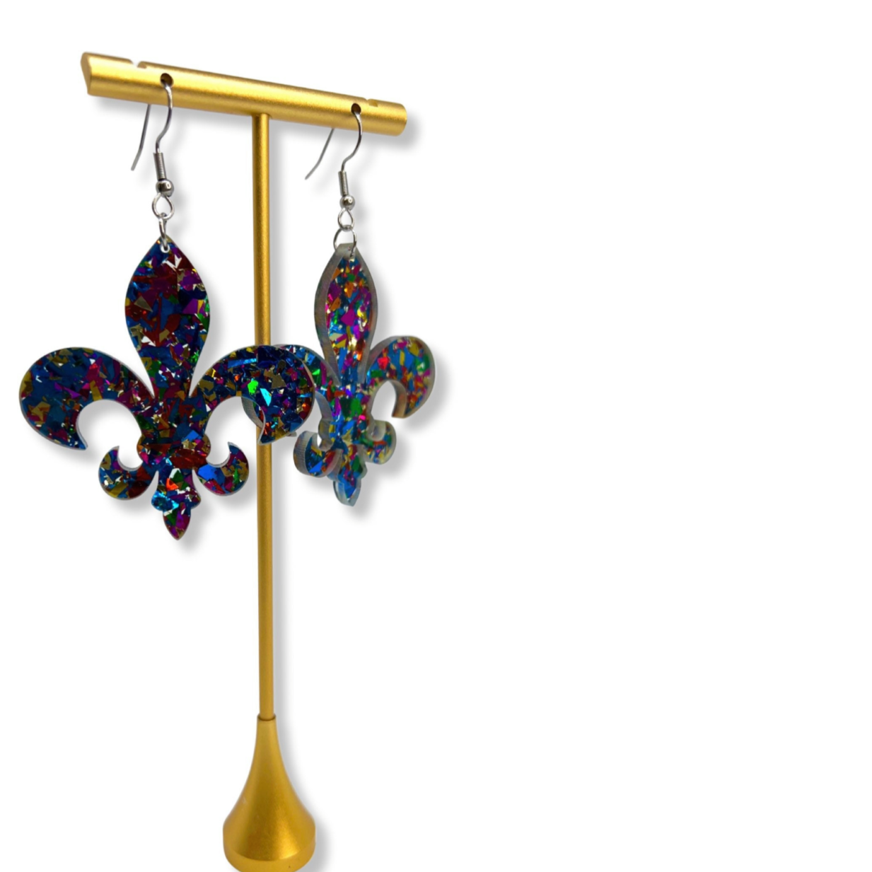 Sparkle and Shine: Dazzling Fleur de Lis Dangle Earrings for Mardi Gras Magic!