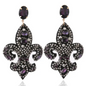 Fleur de lis Earrings - Rhinestone Earrings, Handmade Jewelry, Black and Gold, Who Dat, New Orleans Saints, NOLA Saints, Handmade Earrings - Rhythms of Grace Creative