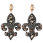 Fleur de lis Earrings - Rhinestone Earrings, Handmade Jewelry, Black and Gold, Who Dat, New Orleans Saints, NOLA Saints, Handmade Earrings - Rhythms of Grace Creative