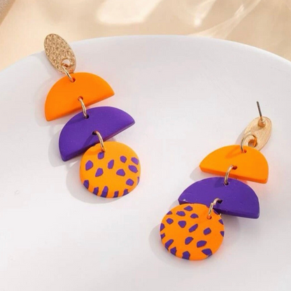 Purple & Orange Earrings - Dangle Earrings, Handmade Jewelry, Handmade Earrings, Mother, Tiger Earrings, Purple Jewelry, Purple Orange - Rhythms of Grace Creative