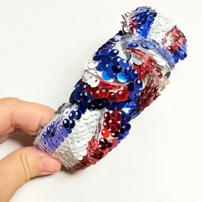 Patriotic Sequin Headband | Red, White & Blue Statement Accessory