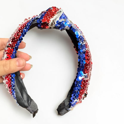 Patriotic Sequin Headband | Red, White & Blue Statement Accessory