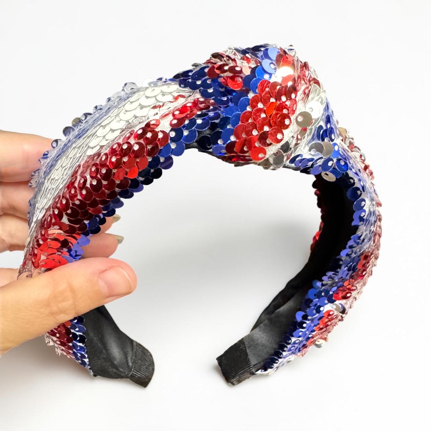 Patriotic Sequin Headband | Red, White & Blue Statement Accessory